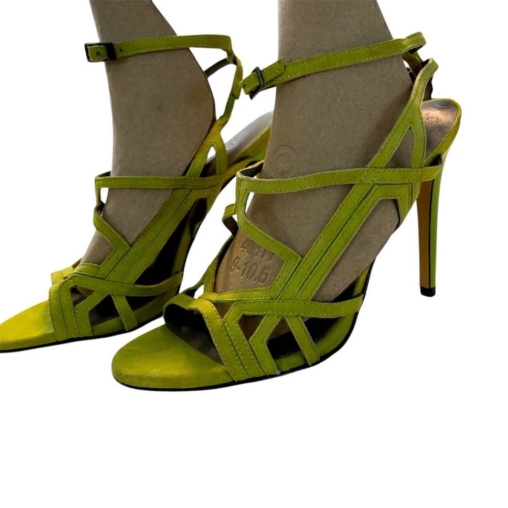 Reiss Chartreuse Suede Strappy  Grazia Geometric Sandals Style Fashion On Trend